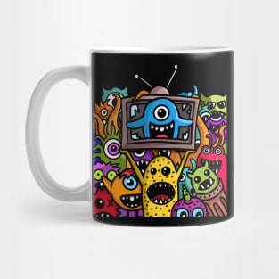 Monsters Doodle Old TV Mug